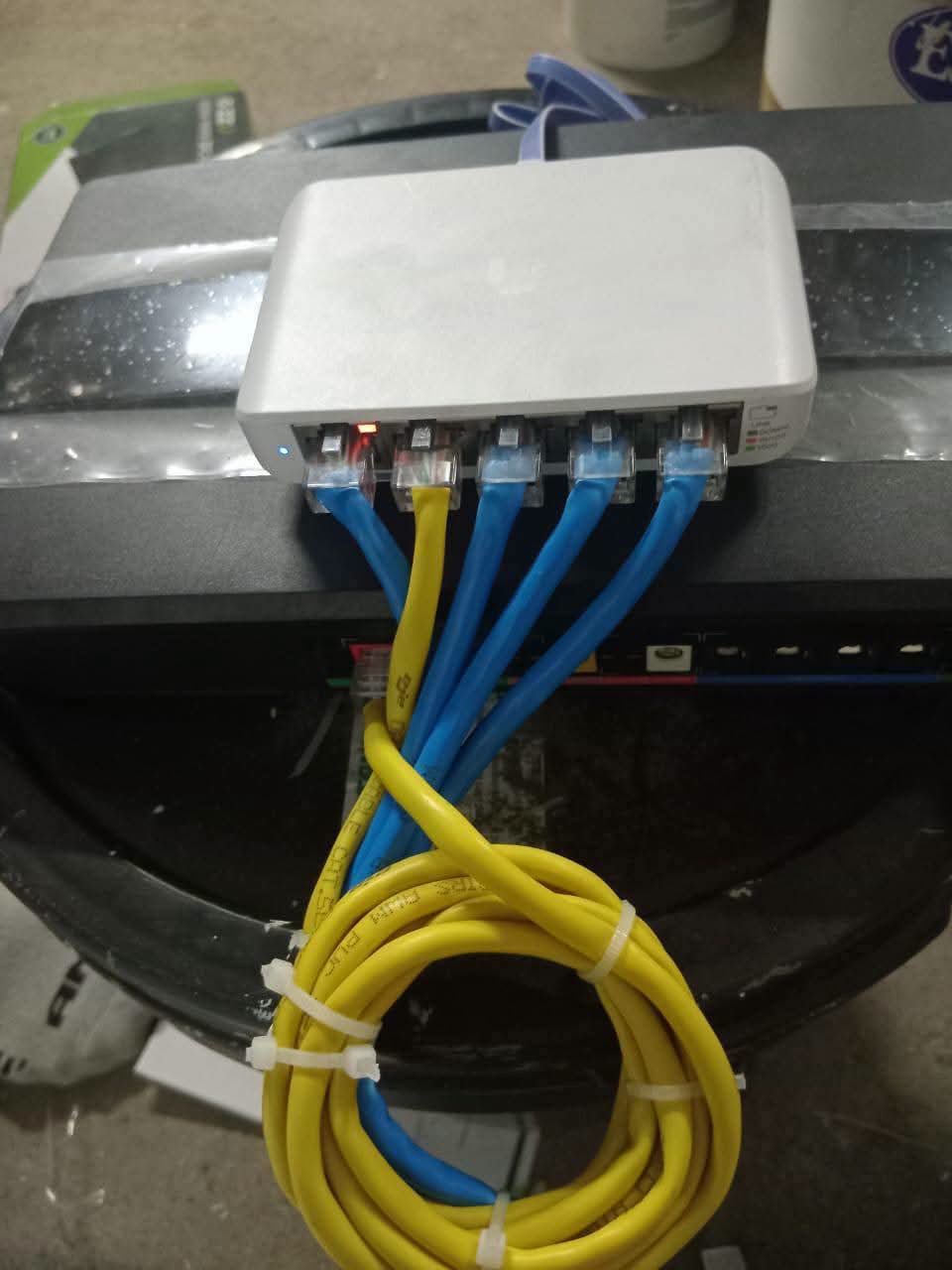 Network switch with neatly terminated ethernet cabling